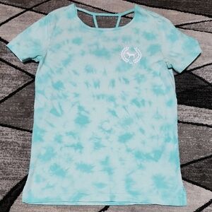 VS PINK 2018 CAMPUS TIE-DYE OPEN BACK STRAPS SHORT-SLEEVE TEE-SHIRT